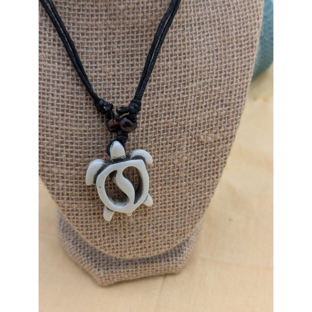 Boho Sea‎ Turtle Pendant Necklace Adjustable Cord Beach Coastal Tribal Hippie...